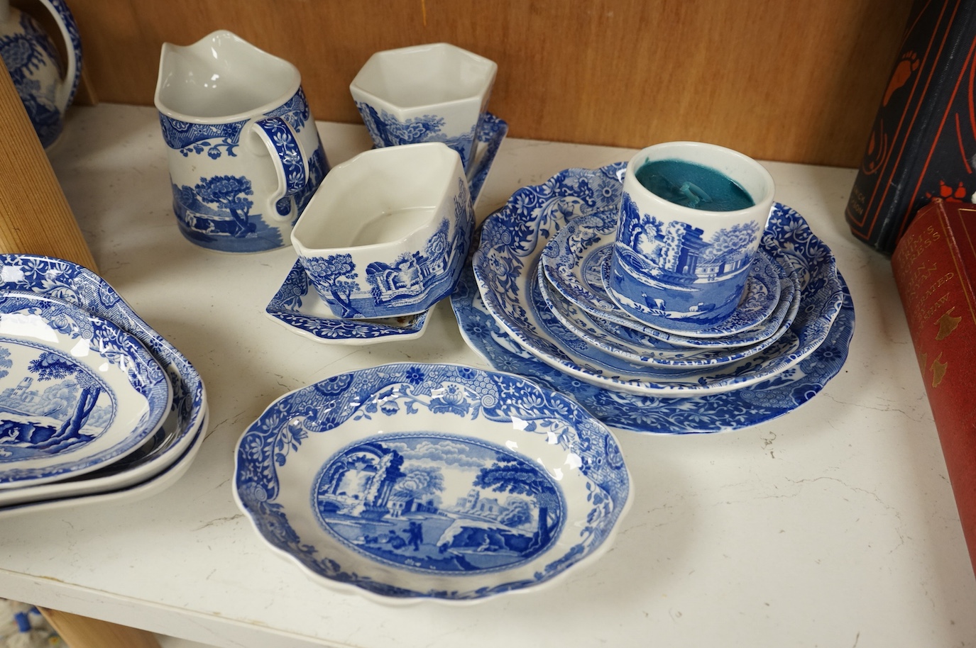 A collection of Spode Italian, comprising graduated jugs, dishes, pickle dishes, pots etc.(23). Largest 20.5cm